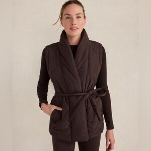 Haven Well Within Brown Quilted Puffer Belted Vest NWT